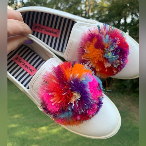 Betsey Johnson Feather Pom-Pom Leather Sneakers - Picture 9 of 16